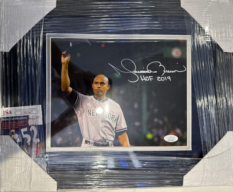 Mariano Rivera 9.25" x 7.5" autographed framed photograph inscribed HOF 19 w/ JSA COA