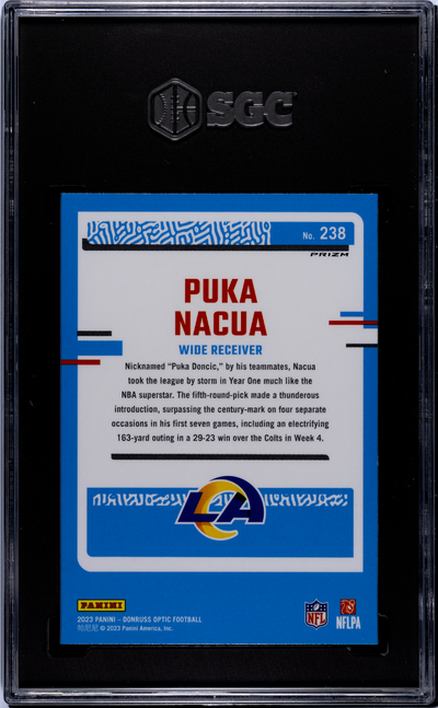 Puka Nacua 2023 Donruss Optic Pink Prizm Rated Rookie SGC 10