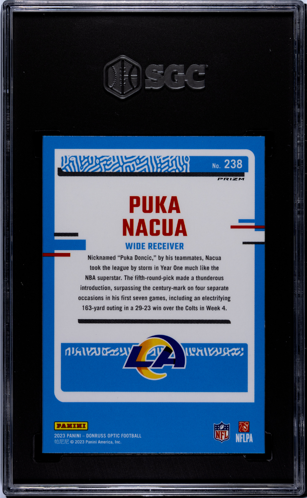 Puka Nacua 2023 Donruss Optic Pink Prizm Rated Rookie SGC 10