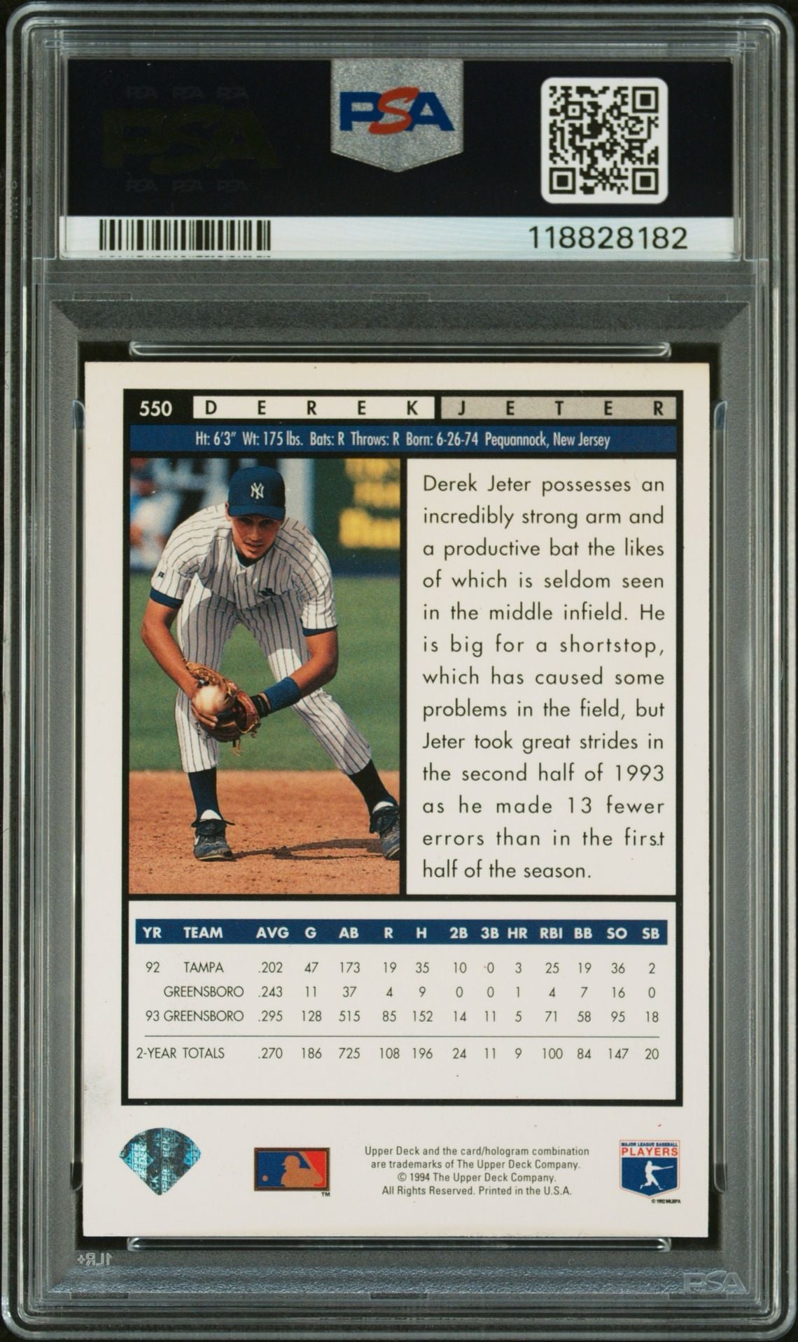 Derek Jeter 1994 Upper Deck Top Prospects IP Autograph PSA Authentic
