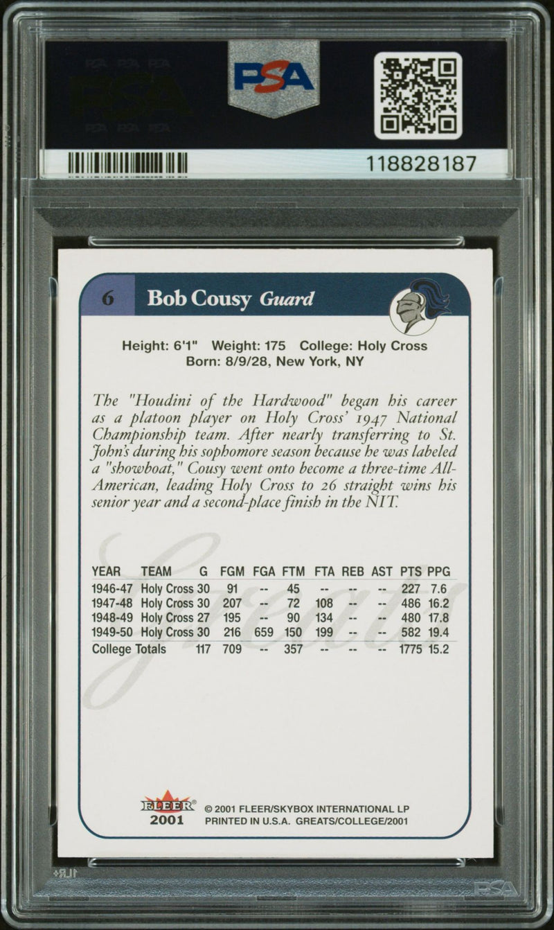 Bob Cousy 2001 Fleer Greats of the Game 
