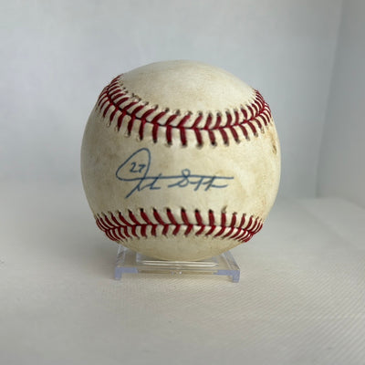 Gaincarlo Stanton Autographed MLB Game Used Single Career Hit 985 04/28/18