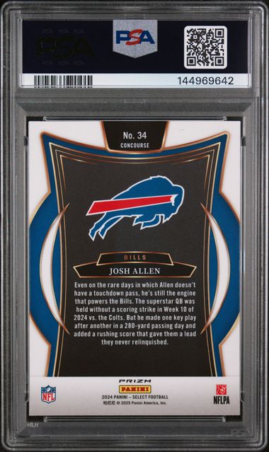 Josh Allen 2024 Panini Select Black & Blue Shock PSA 10