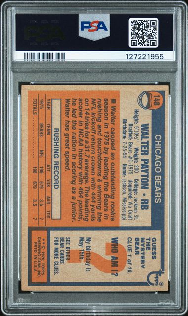 Walter Payton 1976 Topps #148 PSA 7 RC