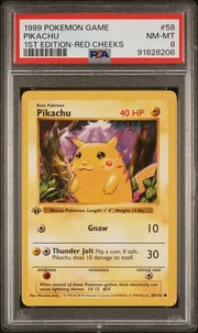 Pikachu 1999 Pokemon 1st Edition Red Cheeks #58/102 PSA 8