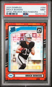 Brock Bowers 2024 Panini Donruss Optic Preview Red Pandora RC PSA 9