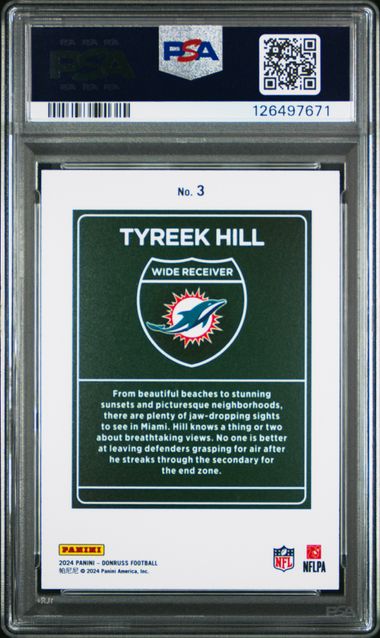 Tyreek Hill 2024 Panini Donruss Downtown PSA 10