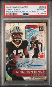 Chris Olave 2022 Donruss Optic Rookie Gridiron Kings-Auto #'d 95/99 PSA 10