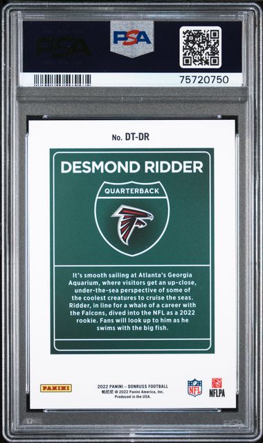 Desmond Ridder 2022 Panini Donruss Downtown! rookie card PSA 9