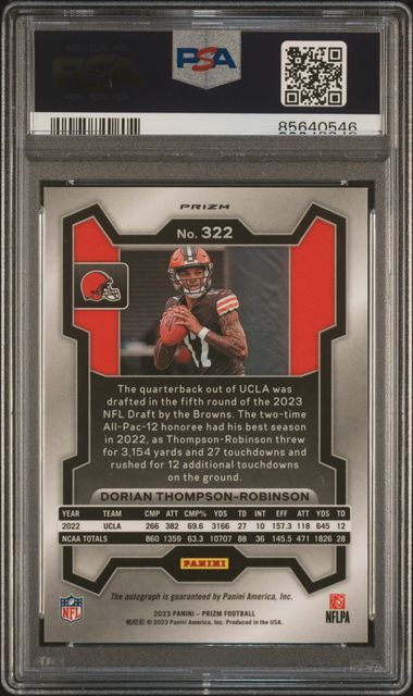 Dorian Thompson-Robinson 2023 Panini Prizm autograph rookie card