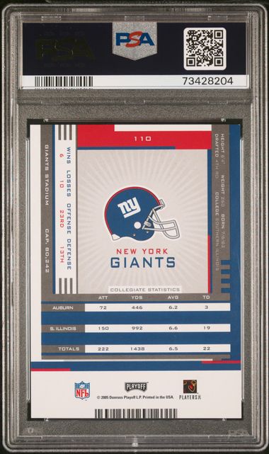 Brandon Jacobs 2005 Playoff Contenders autograph PSA 8 AUTO 10