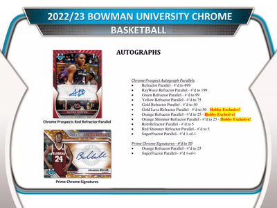 2022-23 Bowman University Chrome Basketball Hobby 12 Box Case
