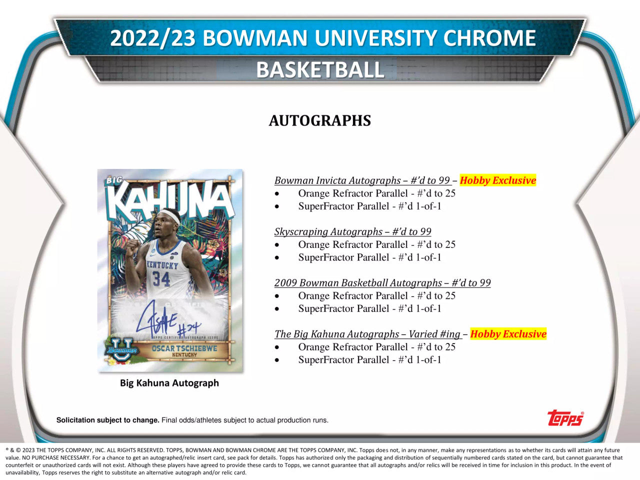 2022-23 Bowman University Chrome Basketball Hobby 12 Box Case