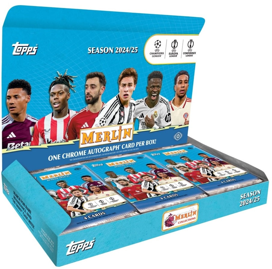 2024-25 Topps UEFA Club Competitions Merlin Chrome Soccer Hobby 12 Box Case