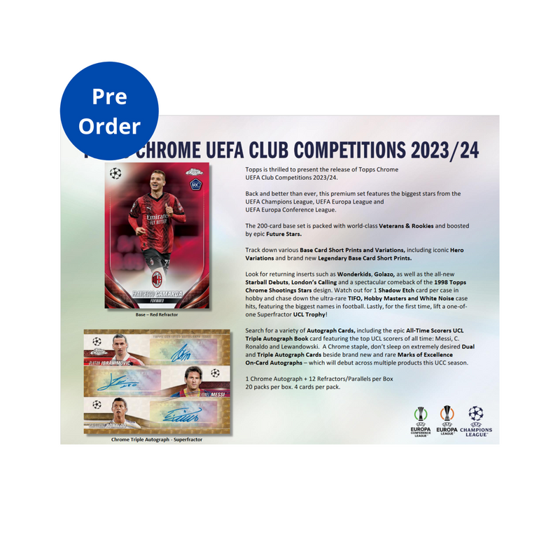 2023-24 Topps UEFA Club Competitions Chrome Soccer Hobby Box