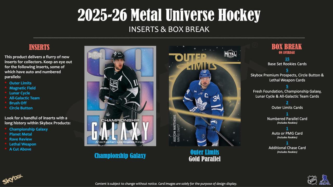 2025-26 Upper Deck Skybox Metal Universe Hockey Hobby Box [Contact Us To Order]