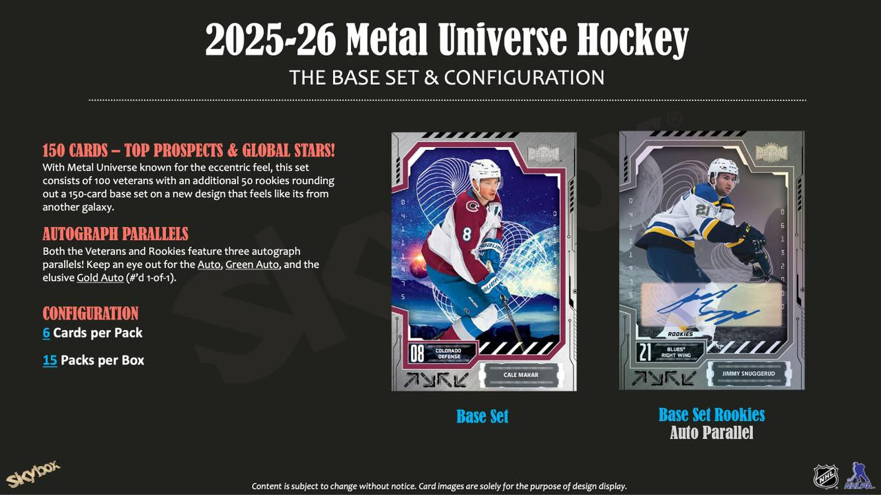2025-26 Upper Deck Skybox Metal Universe Hockey Hobby Box [Contact Us To Order]