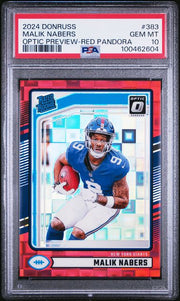 Malik Nabers 2024 Panini Donruss Optic Red Pandora Prizm PSA 10