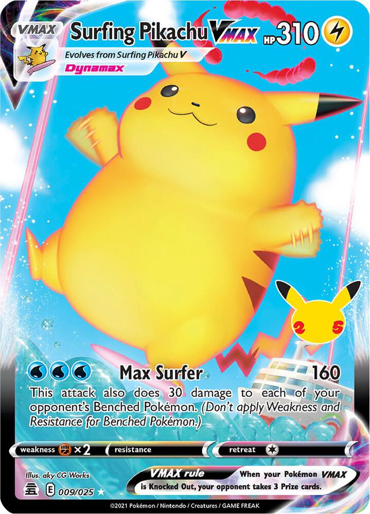 Pokémon Surfing Pikachu VMAX 009/025 Celebrations