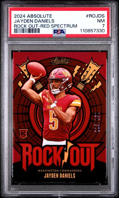 Jayden Daniels 2024 Panini Absolute Rock Out-Red Spectrum #'d 115/150 PSA 7