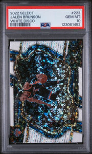 Jalen Brunson 2022 Panini Select White Disco prizm #'d 11/75 (Jersey #) PSA 10
