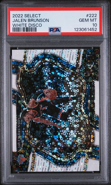 Jalen Brunson 2022 Panini Select White Disco prizm #'d 11/75 (Jersey #) PSA 10