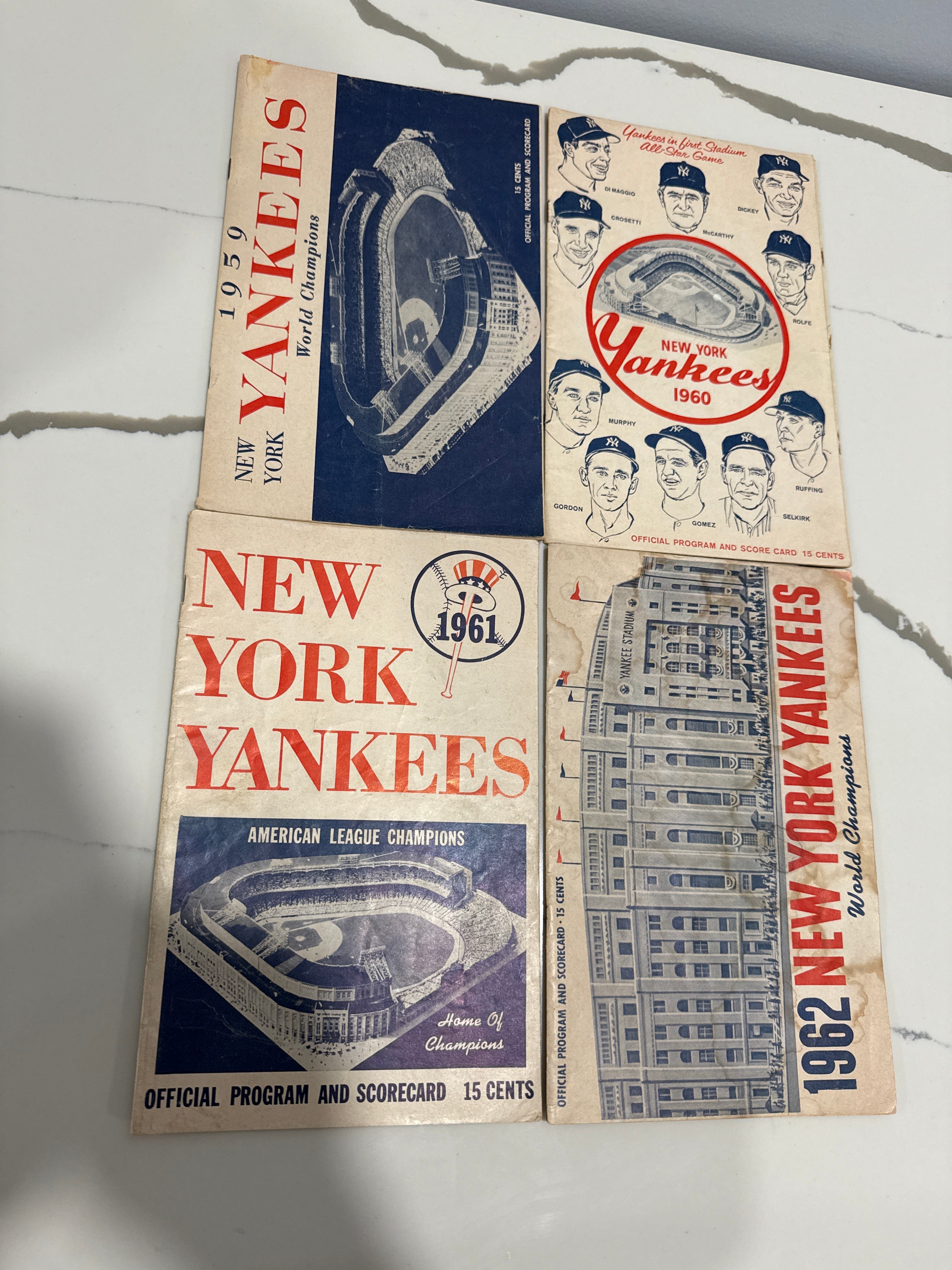 New York Yankees 1959-62 Official Program & Scorecard lot