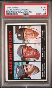 AL Batting Leaders Robinson Oliva Kaline 1967 Topps #239 PSA 5