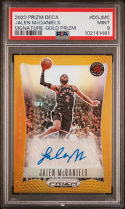 Jalen McDaniels 2023 Panini Prizm Deca signature gold prizm #'d 01/10 PSA 9