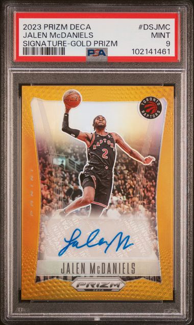 Jalen McDaniels 2023 Panini Prizm Deca signature gold prizm 