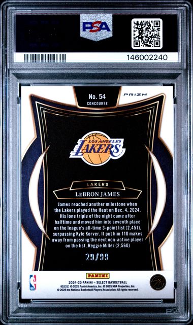 LeBron James 2024 Panini Select Blue Camo #'d 29/99 PSA 10