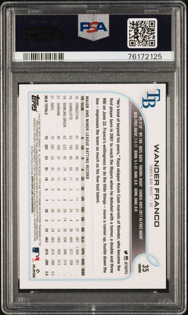 Wander Franco 2022 Topps Chrome Prism Refractor PSA 10 Rookie Card