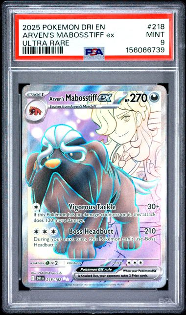 Mabosstiff ex Pokemon Destined Rivals Ultra rare #218/182 PSA 9