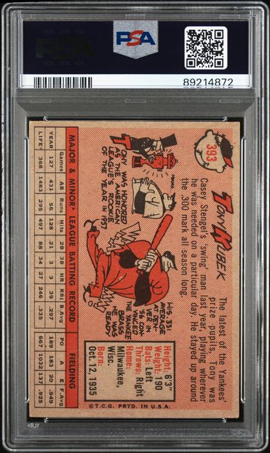 Tony Kubek 1958 Topps #393 PSA 5