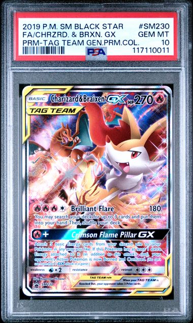Charizard & Braixen GX Tag Team 2019 Black Star Promo #SM230 PSA 10