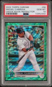 Miguel Cabrera 2022 Topps Chrome Green Wave Refractor #'d 67/99 PSA 10