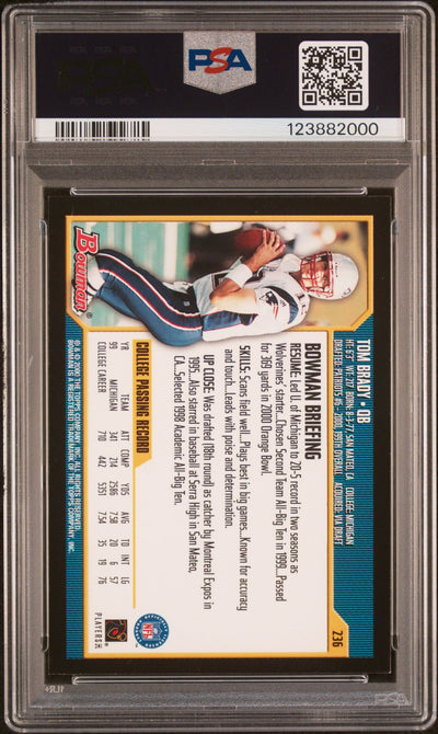 Tom Brady 2000 Bowman Rookie Card #236 PSA 8