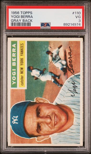 Yogi Berra 1956 Topps Gray Back #110 PSA 3