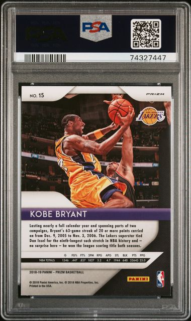 Kobe Bryant 2018 Panini Prizm RWB prizm PSA 10