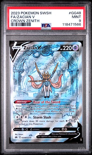 2023 Pokemon Sword and Shield Crown Zenith Full Art/Zacian V GG48 PSA 9