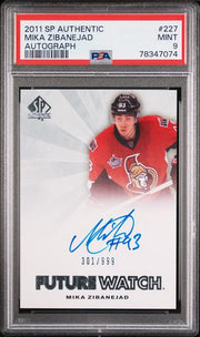 Mika Zibanejad 2011 Upper Deck SP Authentic autograph rookie card #'d 301/999 PSA 9