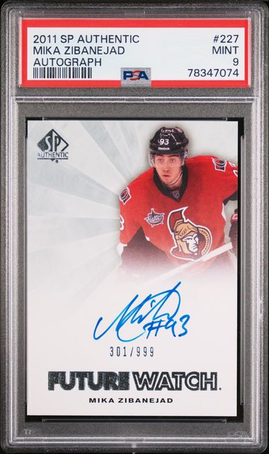 Mika Zibanejad 2011 Upper Deck SP Authentic autograph rookie card #'d 301/999 PSA 9