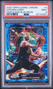 Stephen Curry 2025 Topps Cosmic Chrome Propulsion Blue Moon #'d 63/99 PSA 9
