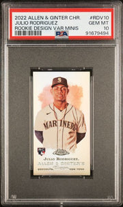 Julio Rodriguez 2022 Topps Allen & Ginter Chrome Rookie Designs Variation Minis rookie card PSA 10
