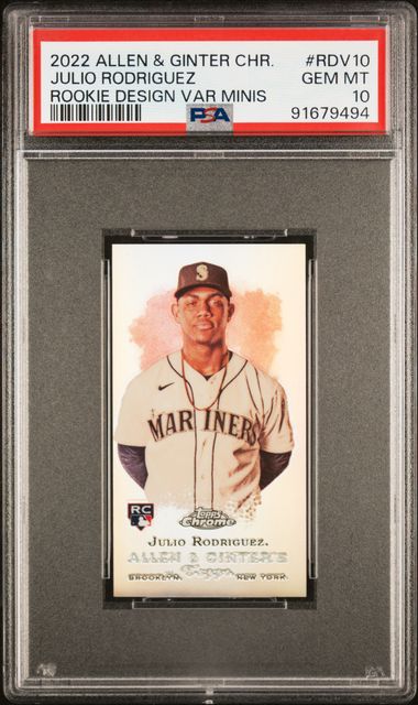 Julio Rodriguez 2022 Topps Allen & Ginter Chrome Rookie Designs Variation Minis rookie card PSA 10