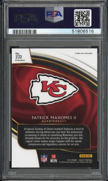 Patrick Mahomes II 2018 Panini Select Field Level Silver PSA 10