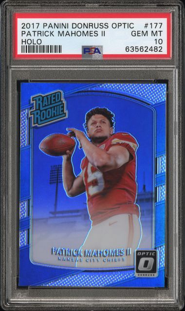 Patrick Mahomes 2017 Panini Donruss Optic Holo Rated Rookie PSA 10