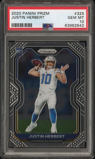 Justin Herbert 2020 Panini Prizm Rookie Card PSA 10