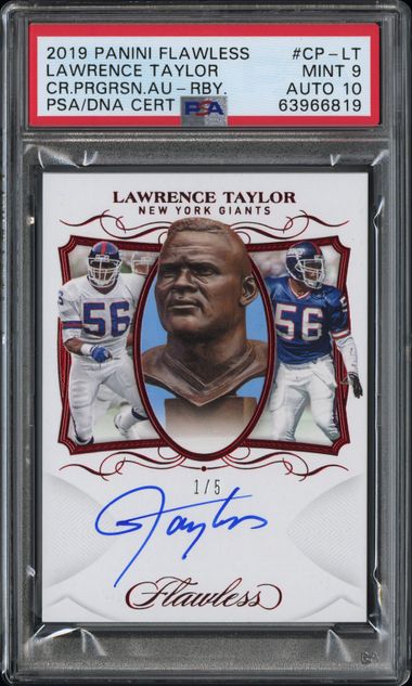 Lawrence Taylor 2019 Panini Flawless Career Progressions Autograph Ruby 