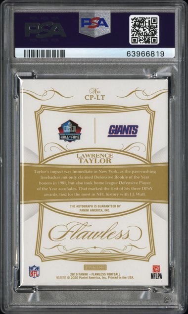 Lawrence Taylor 2019 Panini Flawless Career Progressions Autograph Ruby #'d 1/5 PSA 9